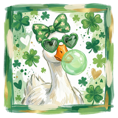 Funny Lucky Goose with Shamrock Glasses – St. Patrick’s Day Ready to Press DTF Transfer