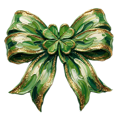 Gold Glitter Shamrock Bow – St. Patrick’s Day Ready to Press DTF Transfer