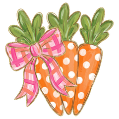 Painted Carrot Trio with Pink Bow – Easter Ready to Press DTF Transfer