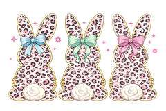 Pink Leopard Easter Bunnies with Bows – Ready to Press DTF Transfer