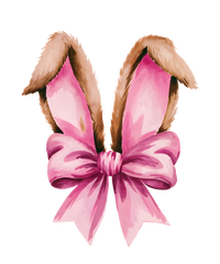 Pink Bunny Ears With Bow Watercolor Design - Easter Ready to Press DTF Transfer