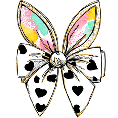 Cow Print Bunny Ear Bow - Easter Ready to Press DTF Transfer