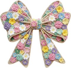 Crochet Floral Granny Square Bow - Easter Ready to Press DTF Transfer