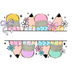 Cute Pastel Pencil Bundle Design - Teacher Ready to Press DTF Transfer