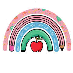 Cute School Supplies Rainbow Graphic - Teacher Ready to Press DTF Transfer