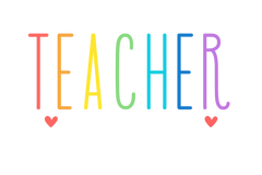 Minimalist Rainbow Teacher Typography Design – Teacher Ready to Press DTF Transfer