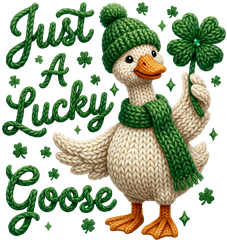 Just A Lucky Goose Knit Shamrock Design – St. Patrick’s Day Ready to Press DTF Transfer