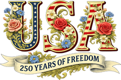 USA 250 Years of Freedom - 4th of July Ready to Press DTF Transfer