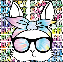 Tie Dye Bunny with Bandana & Sunglasses – Easter Ready to Press DTF Transfer