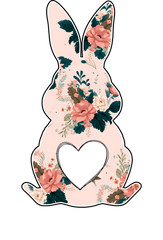 Floral Bunny Silhouette with Heart – Easter Ready to Press DTF Transfer