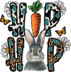 Hip Hop Western Style Easter Bunny Typography – Easter Ready to Press DTF Transfer