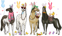 Easter Horses with Bunny Ears & Baskets – Easter Ready to Press DTF Transfer
