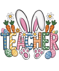 Teacher Typography with Bunny Ears & Carrots – Easter Ready to Press DTF Transfer