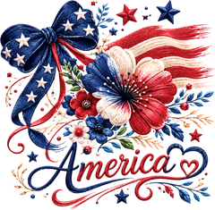Patriotic America Floral Bow American Flag Coquette Fourth of July Graphic – 4th of July Ready to Press DTF Transfer