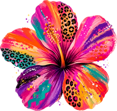 Colorful Boho Hibiscus Leopard Print Tropical Summer Floral Graphic – Summer Ready to Press DTF Transfer