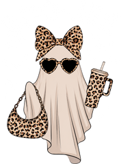 Boo-Jee Leopard Print Ghost With Tumbler – Halloween Ready to Press DTF Transfer