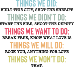 Things We Did Built This City Song Lyrics – Music Ready to Press DTF Transfer