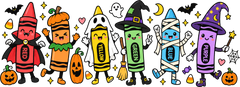 Cute Halloween Costume Crayons – Halloween Ready to Press DTF Transfer