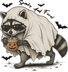 Spooky And Feral Raccoon Ghost – Halloween Ready to Press DTF Transfer