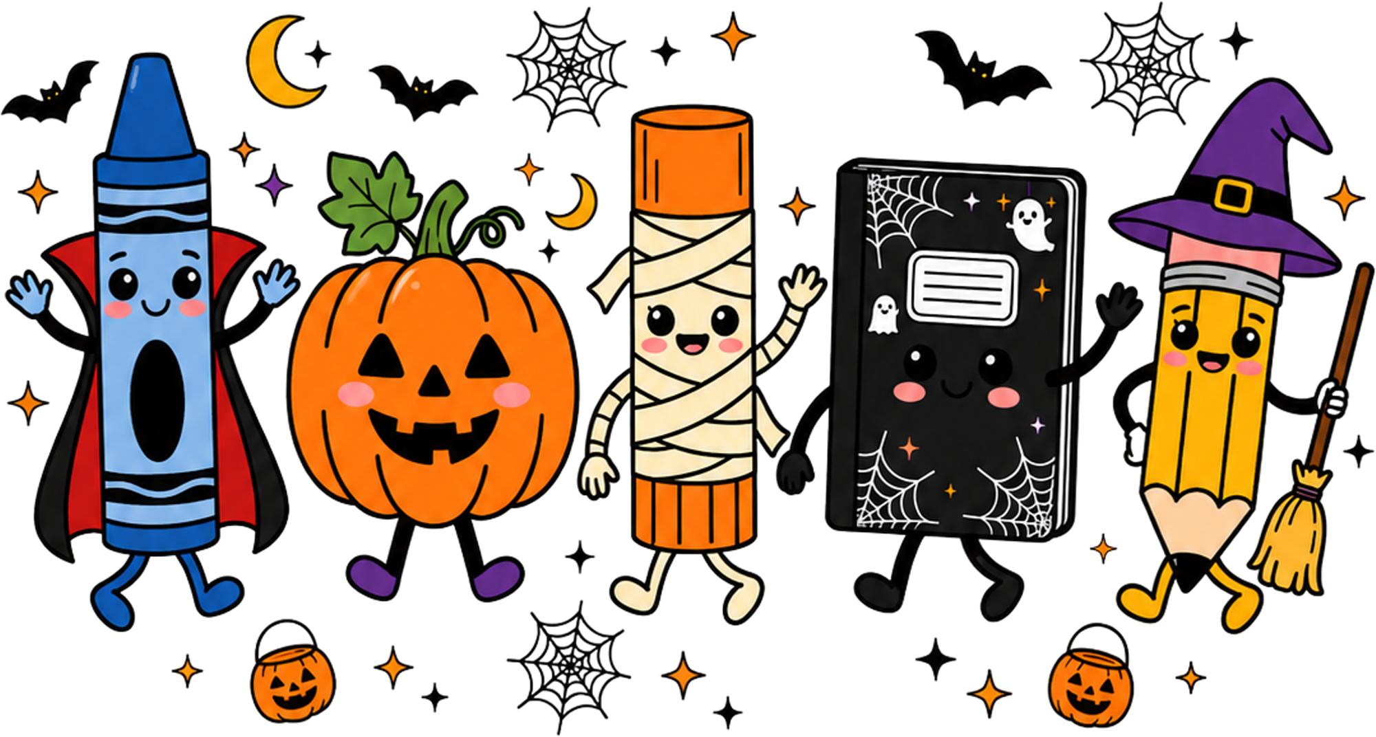 Spooky Halloween School Supplies – Halloween Ready to Press DTF Transfer