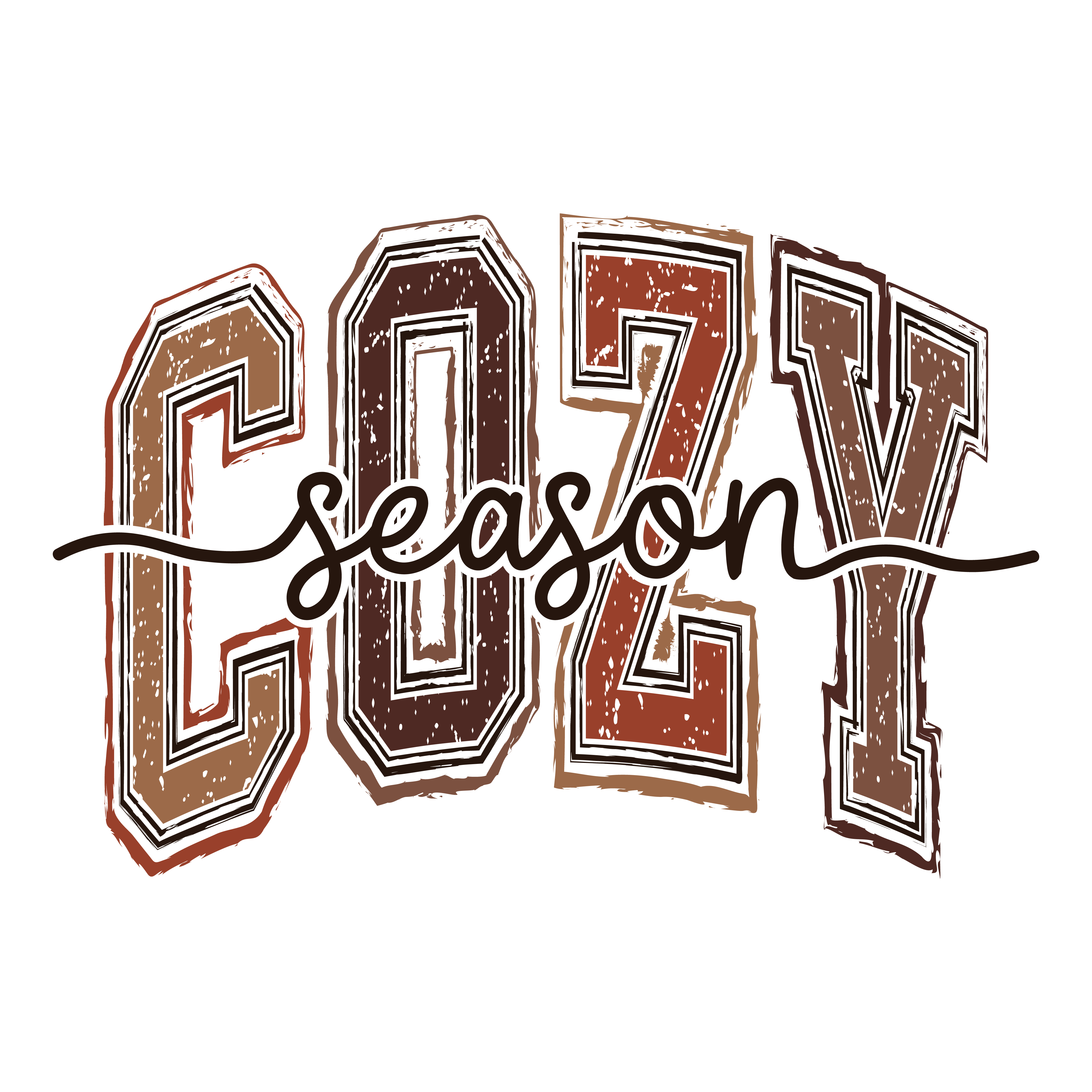 Cozy Season Retro Varsity Lettering – Fall Ready to Press DTF Transfer