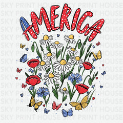 America Wildflowers 4th of July Ready to Press DTF Transfer