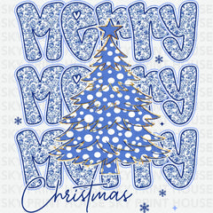 Blue Merry Christmas - Christmas Ready to Press DTF Transfer