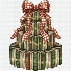 Book Christmas Tree - Christmas Ready to Press DTF Transfer