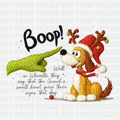 Boop! Cute Christmas Dog Knit Art - Christmas Ready to Press DTF Transfer