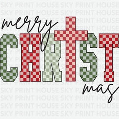 Checkered Merry Christmas - Christmas Ready to Press DTF Transfer