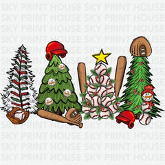 Christmas Baseball Tree - Christmas Ready to Press DTF Transfer