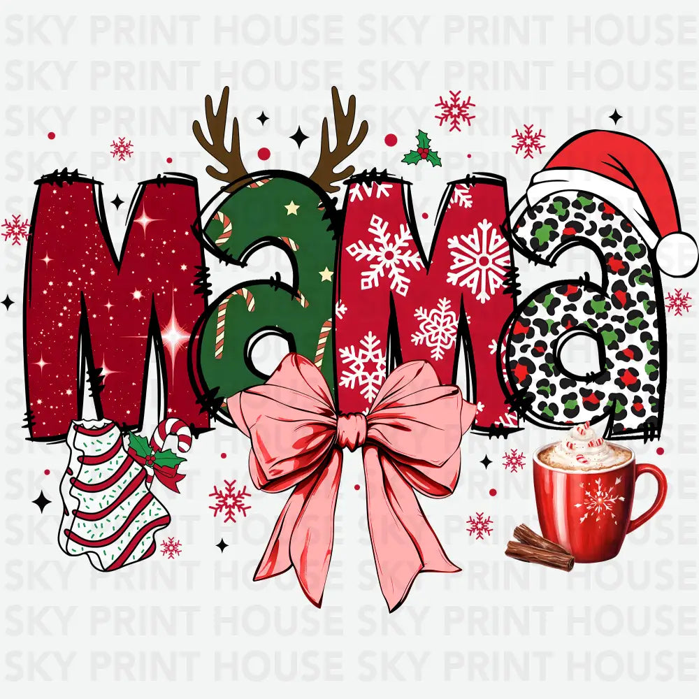 Christmas Bow Mama - Christmas Ready to Press DTF Transfer