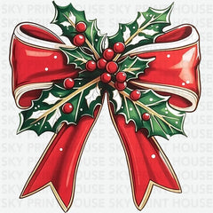 Christmas Bow - Christmas Ready to Press DTF Transfer