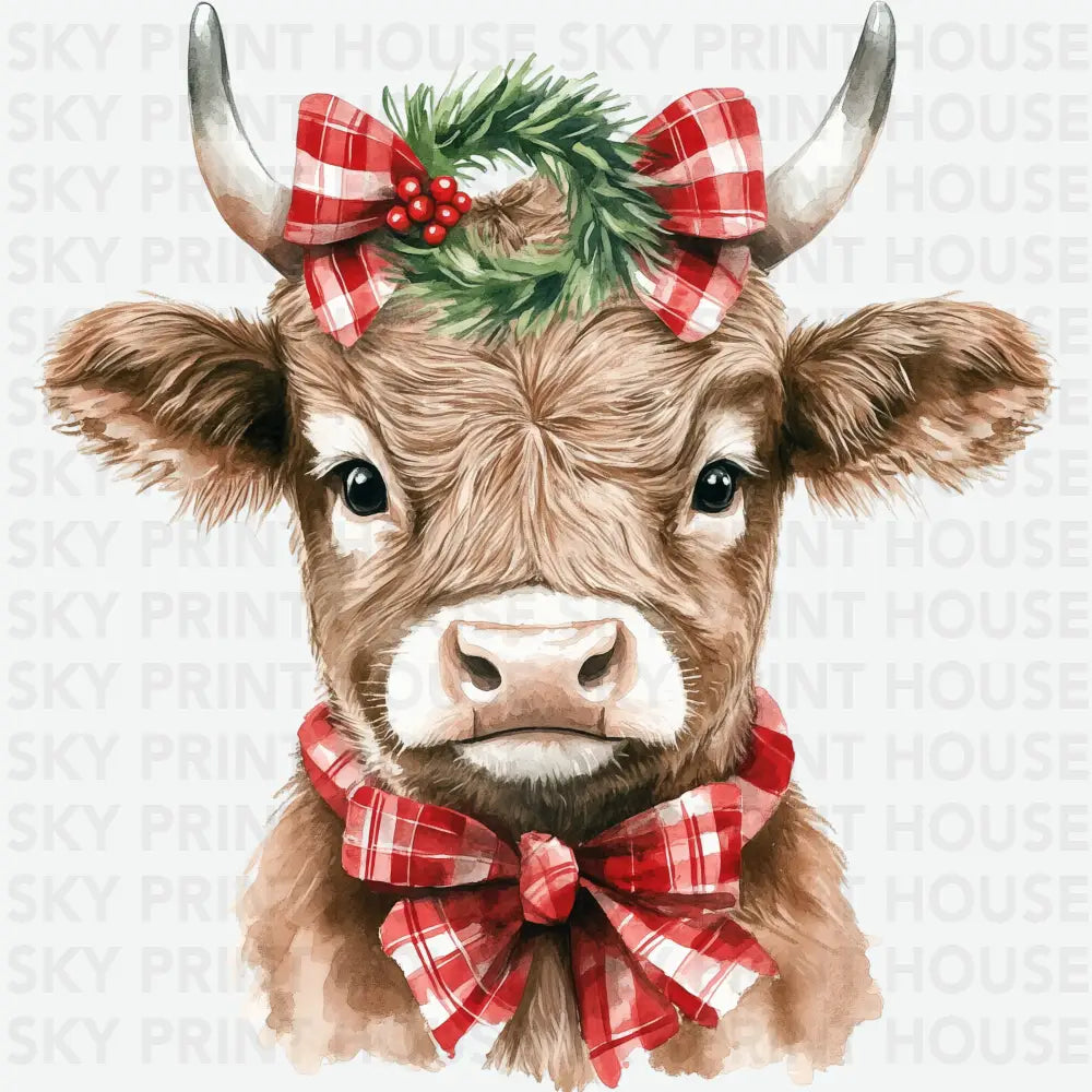 Christmas Cow - Christmas Ready to Press DTF Transfer