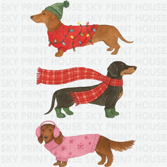 Christmas Dachshund - Christmas Ready to Press DTF Transfer