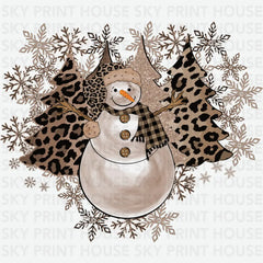 Christmas Leopard Trees And Snowman - Christmas Ready to Press DTF Transfer