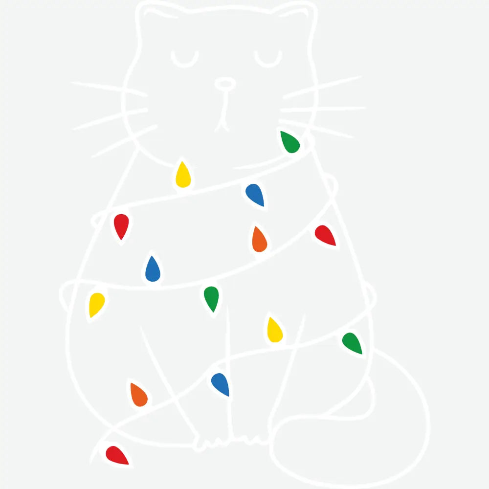 Christmas Lights Cat- Christmas Ready to Press DTF Transfer