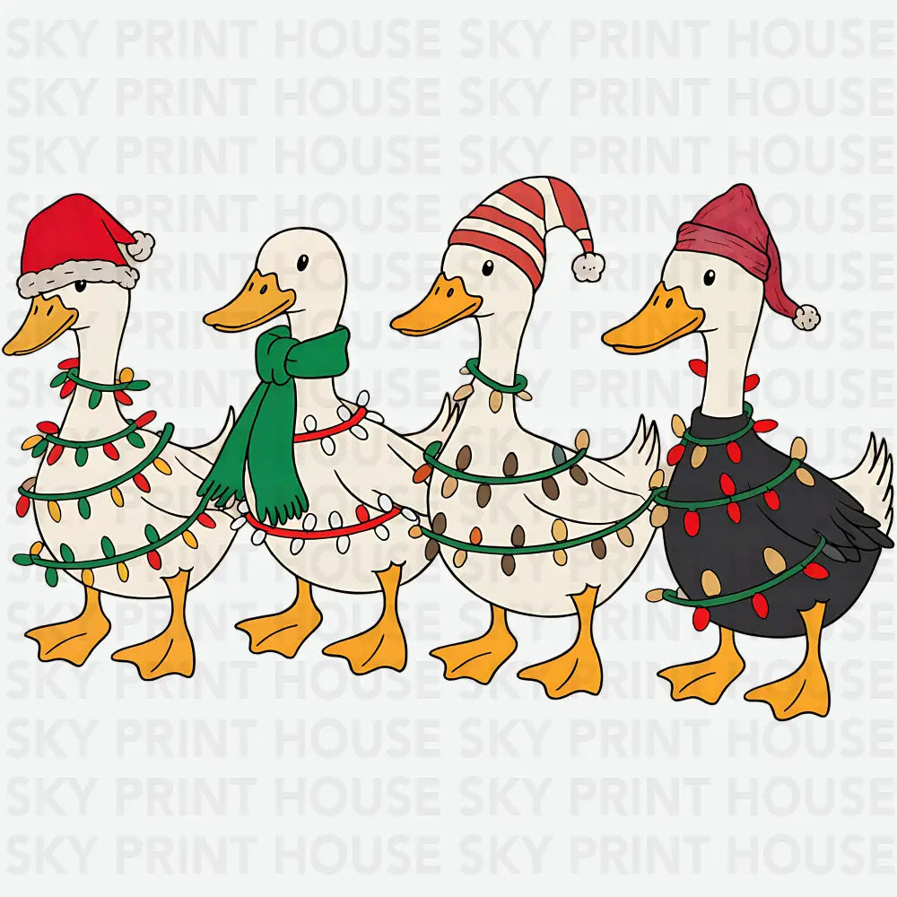 Christmas Lights Goose - Christmas Ready to Press DTF Transfer