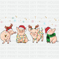 Christmas Pig - Christmas Ready to Press DTF Transfer