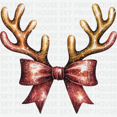 Christmas Reindeer Bow - Christmas Ready to Press DTF Transfer