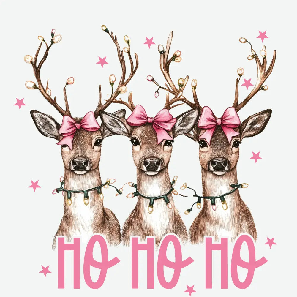 Christmas Reindeer Ho Ho Ho - Christmas Ready to Press DTF Transfer