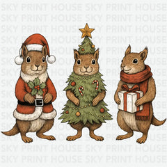 Christmas Squirrel - Christmas Ready to Press DTF Transfer