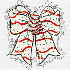 Christmas Tree Cakes Bow - Christmas Ready to Press DTF Transfer