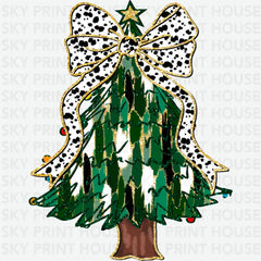 Christmas Tree Coquette Bow - Christmas Ready to Press DTF Transfer