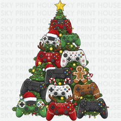 Christmas Tree Game Controllers - Christmas Ready to Press DTF Transfer