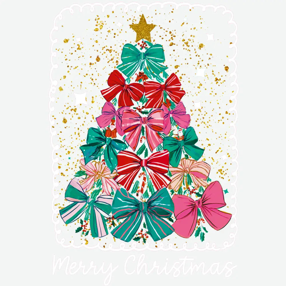 Christmas Tree Made of Bows – Merry Christmas Ready to Press DTF Transfer