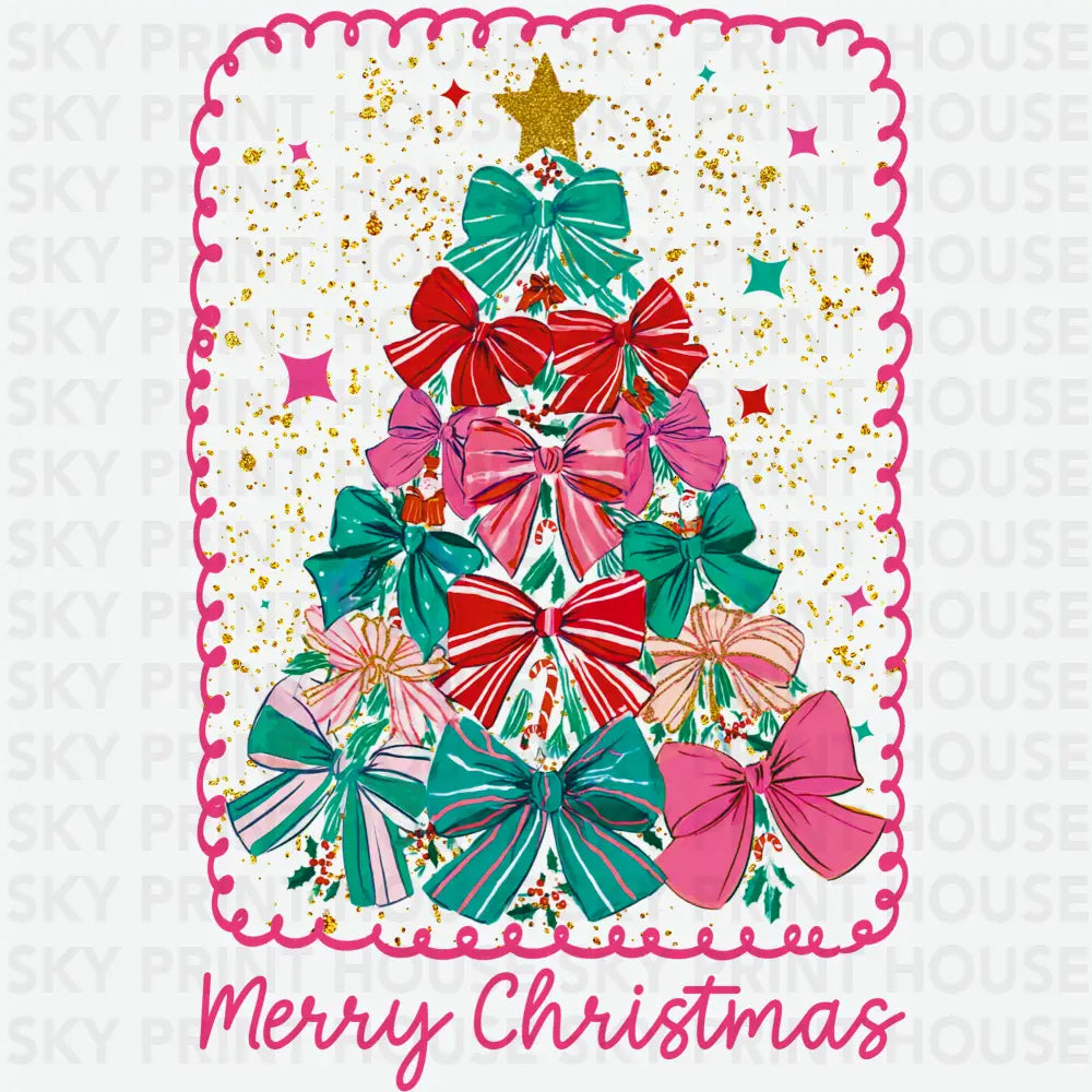 Christmas Tree Made of Bows – Merry Christmas Ready to Press DTF Transfer