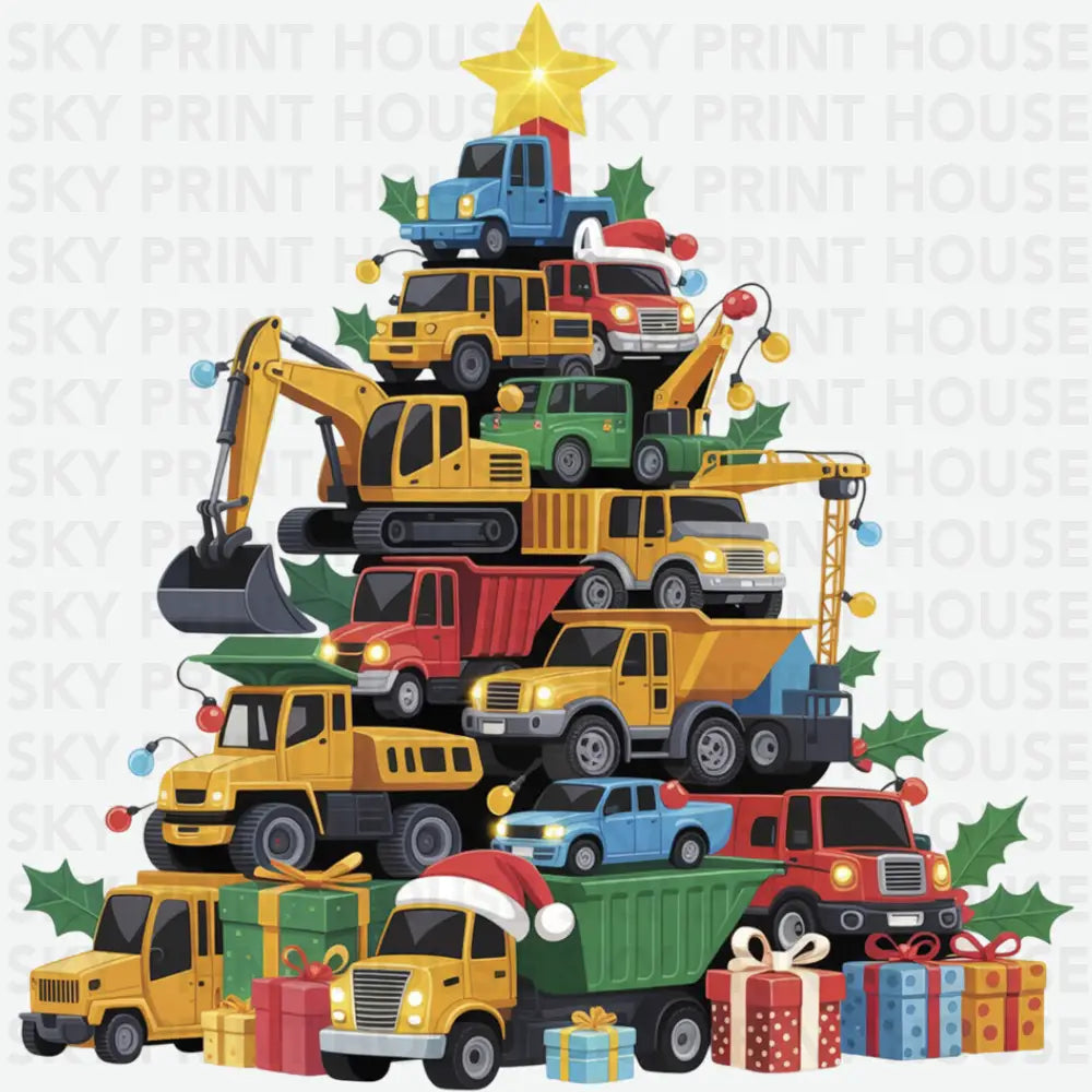 Construction Christmas Tree - Christmas Ready to Press DTF Transfer