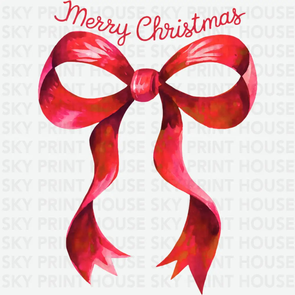 Coquette Red Bow Merry Christmas - Christmas Ready to Press DTF Transfer
