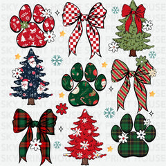 Couqette Paw Tree - Christmas Ready to Press DTF Transfer